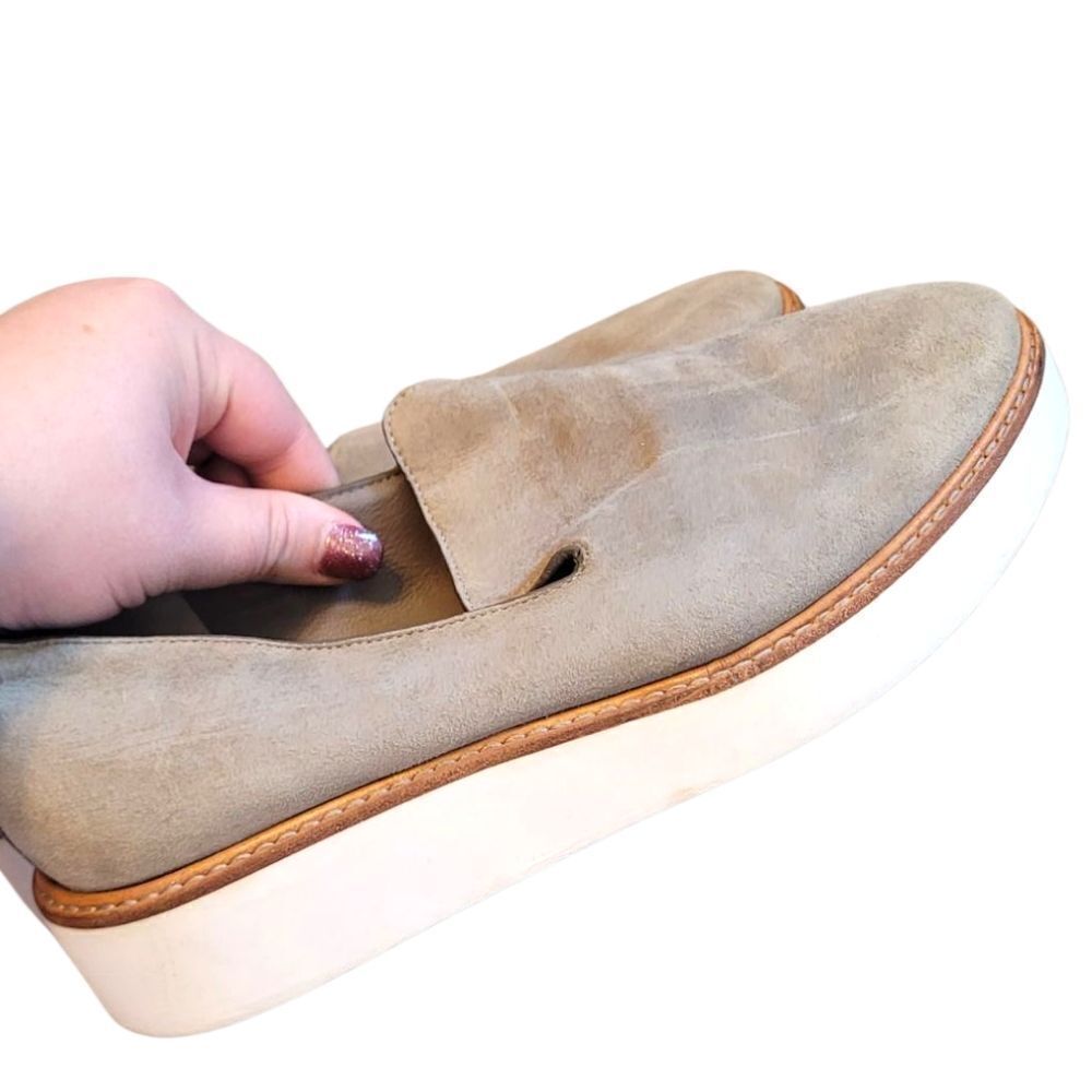 Vince Women's Light Grey Suede Slip On Loafers Size US 5.5